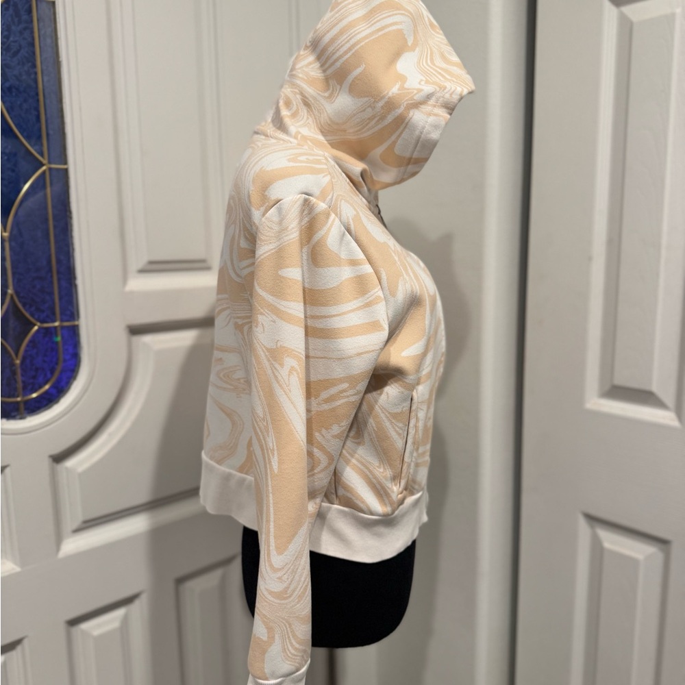 Juicy Couture Women's Tan Beachwood Swirls Zip Up Hoodie Sherpa Sweatshirt M - Picture 3 of 10